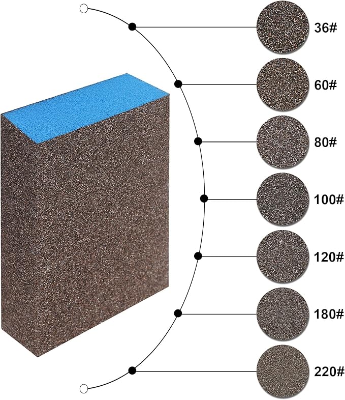 12Pcs Coarse Sanding Sponge 80 Grit, Wet Dry Sanding Block Sanding Sponge Metal Sandpaper Blocks for Drywall Wood Plastic Metal Furniture