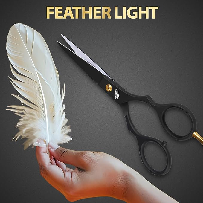 Hamdan 6.5??Matte Black Hair Scissors, Barber Shears for Men, Women & Kids ??Ultra-Sharp Professional Hair Cutting Scissors with Pouch, Precision Haircut for Salon & Home - Tijeras De Peluqueria