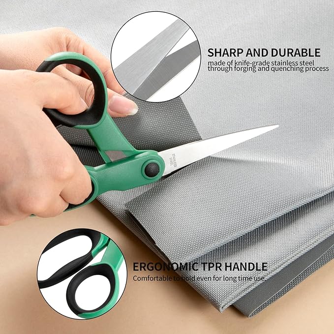 4-Piece Professional Tailor Sewing Scissors Set - 8.1" Heavy Duty Sharp Blades, 4" Detail, 5.1" Embroidery, 5" Thread Snips with Ergonomic Comfortable Handle