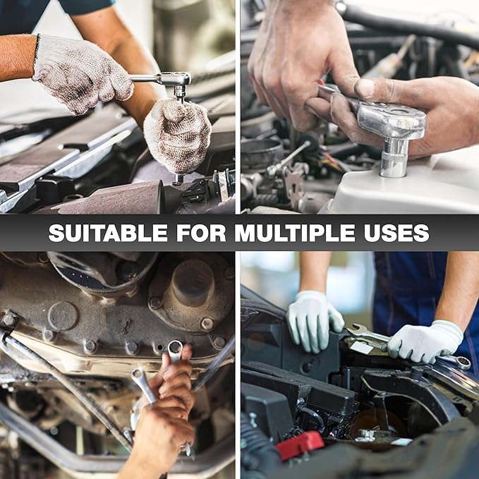 122Pcs 1/4" & 3/8??Drive Impact Socket Set, Ratchet Socket Wrench Set with Extention Bar, Adapter, Screw Bits,Drive Bit Holder, Spark Plug Socket,CR-V