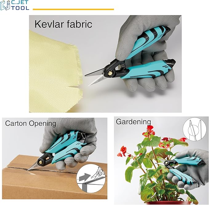 Precision Braided Fiber Optic Scissors, Wire Kevlar Cutter, Fiber Optic Tools for Optic Cable, Kevlar Fabric, Braided Fishing Line, Gardening, Carton Opening, Ergonomic Handle Design