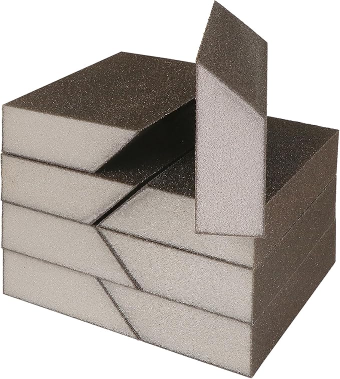 100 Grit Angled Sanding Blocks, Jamiikury Medium Sponge Sand Block Washable and Reusable, Wet & Dry Sandpaper Block for Wood Metal Drywall and Furniture Paint - Pack of 8