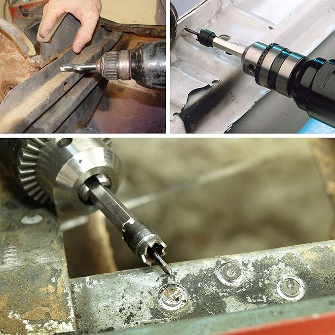 Spot Weld Cutter, Sheet Metal Hole Cutter, Punch Remover Panel Separator for Power Drill Welding Auto Body Work Tool, 3/8 Inch Drill Bit Tool (9-Pack)