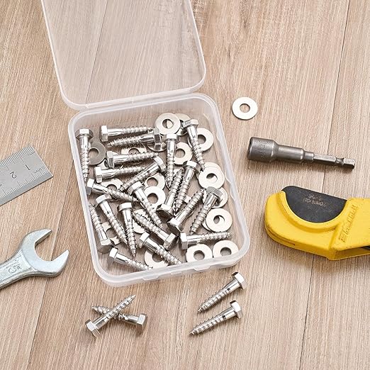 25 Pcs M6x1.18 Inch Hex Head Lag Screws 304 Stainless Steel 18-8 Wood Screws for Indoor Furniture Assembly Bookshelves Solid Wood Dining Tables