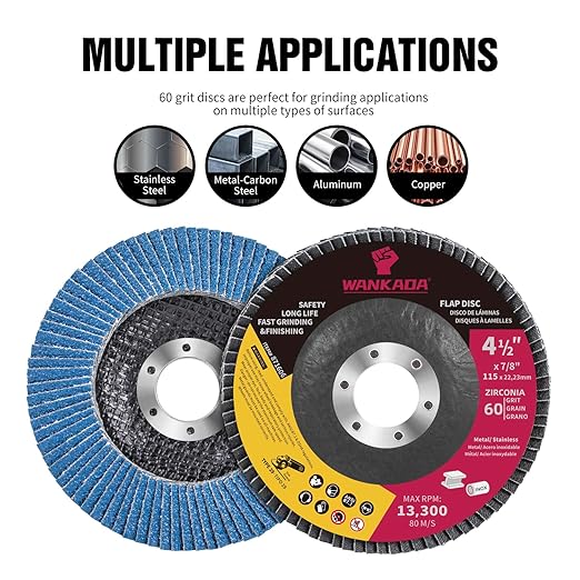 60 Grit Zirconia Flap Disc 4-1/2" x 7/8-Inch Abrasive Sanding Disc Bevel Type 29 Angle Grinder Edge Grinding Wheel for Stainless Steel and Metal (Pack of 10)