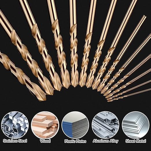 Metric 16Pcs M35 Cobalt Drill Bit Set, 1mm HSS Cobalt Jobber Drill Bits, for Hardened Metals, Stainless Steel, Cast Iron and Wooden Plastics