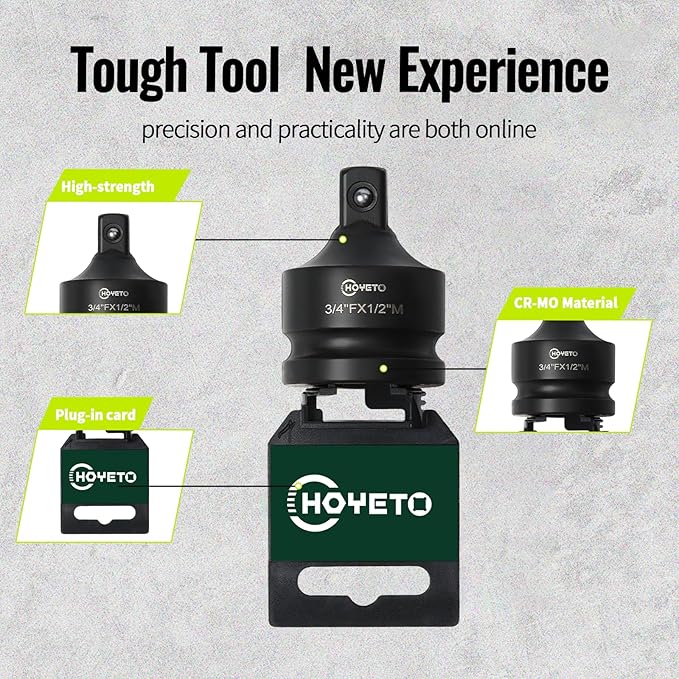 3/4" to 1/2" Industrial Impact Adapter | Chrome Molybdenum Alloy (Cr-Mo) Steel | Professional Rotation Converter for Equipment Maintenance