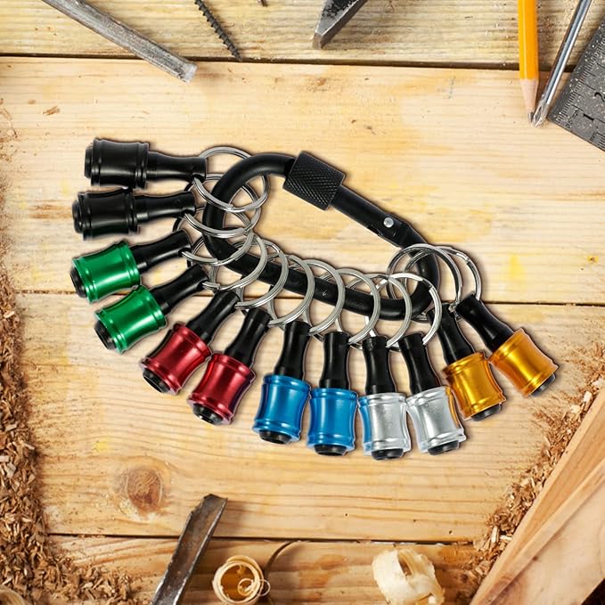 24Pcs Drill Bit Holder 1/4 Inch Hex Shank Drill Bit Keychain Portable Quick Change Drill Bit Extension Bar for Most Electric Hand-held Screwdrivers Drill Bit (Colour, 24pc+Black climbing)
