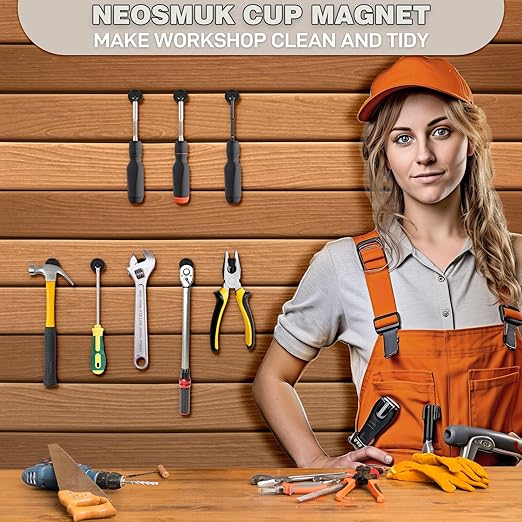 Neosmuk Magnets with Screws,40lbs+ Heavy Duty Rare Earth Neodymium Mounting Magnets with Holes,Countersunk Round Disc Industrial Magnets for Wall Mounting,6 Pack,Black