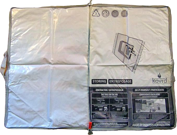 Kovrd 2-in-1 Reusable Paint Tray Storage Bag and 39??x 29??Drop Cloth, Keep Brushes Rollers and Paint Wet for Days, Fits 5-gal Bucket, Contractor Quality for Professional Interior and Exterior Jobs