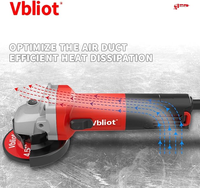 Angle Grinder Tool,6.5-Amp 4-1/2 Inch Electric Grinder with Ergonomic Sideslip Switch for Metal Cutting Grinding Polishing,Come With 2 Cutting Discs,2 Grinder Discs