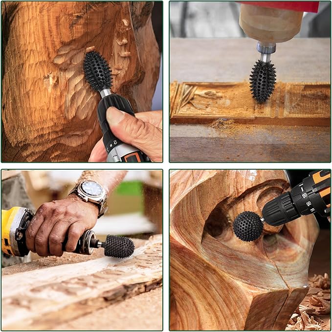 Extreme Coarse Ball Nose Rotary Burr, 1??" Shaft, Wood Rasp Bit for Drill-Bosch,Foredom, DeWalt, Milwaukee Tools- Abrasive Tungsten Carbide