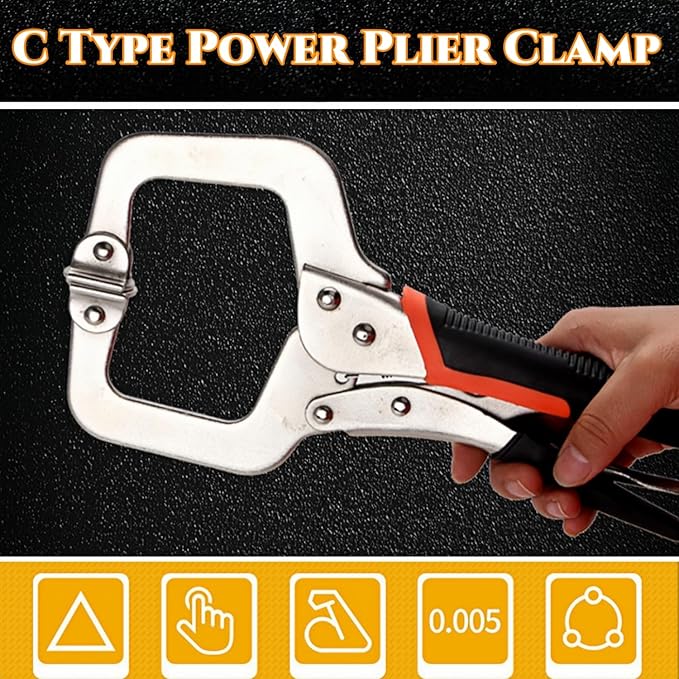 6 inch C Clamp Locking, 10Pcs Heavy Duty Welding Clamps Pliers Set Vise Grip Clamps with Swivel Pad for Electrician Maintenance, Wood Working, Welding and Craftsmen Home Workshop