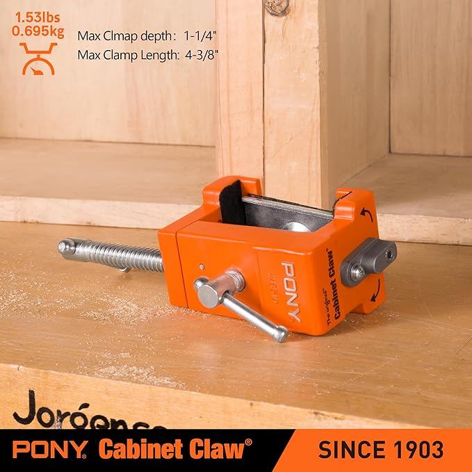 PONY 2-Pack Cabinet Clamps, 8510 Cabinet Claw, Face Frame Clamps for Installing Cabinets, 440 lbs Load Limited Orange