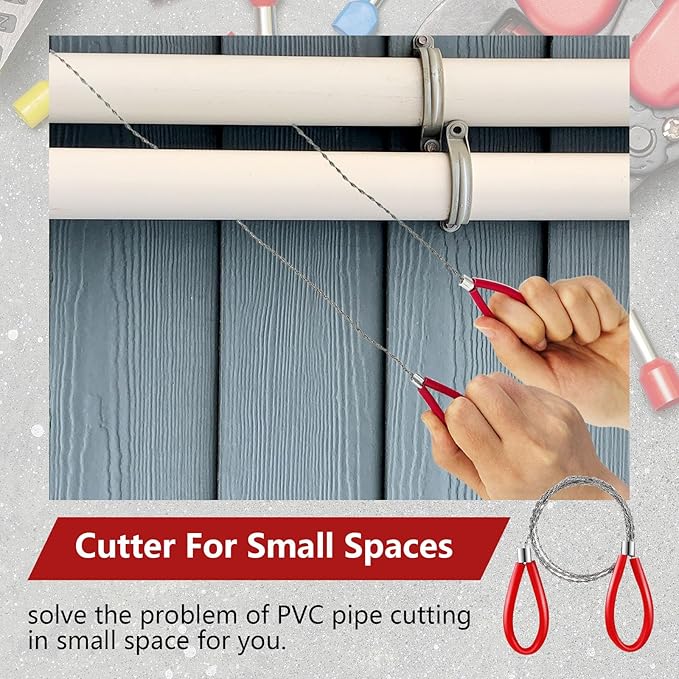 Stainless Steel Cable Saw,Metal Wire Saw Hand Pocket String Emergency Survival Rope Cutting Tools PVC Pipe Cutting Tool for Wood Camping Hiking Hunting,Red,23.62 Inch (4 Pcs)