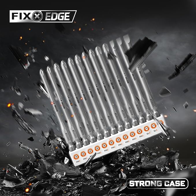 52Pieces Fixedge Screwdriver bit set, 4 inches Magnetic Alloy Steel Phillips/Slotted/Square/Torx/Hex/Security Torx Insert Power Bits Tips with Storage Organizer for Home Repair
