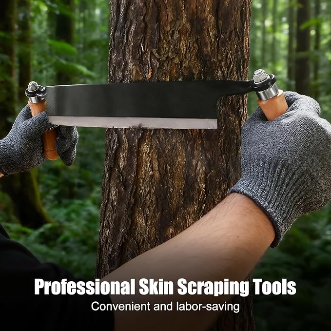 10'' Draw Knife,Draw knife debarking tool,Curved Draw Knife,Draw Shave Tool Debarking Hand Tool,ergonomic handle,simple and effortless to use,bark stripper tool