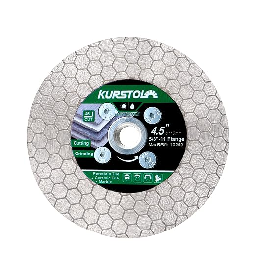 Tile Diamond Saw Blade - 4.5"/115mm Dual-Purpose Diamond Cutting Disc,Angel Grinder Blade Arbor 5/8"-11 Thread for Cutting and Grinding Ceramic Tiles,Porcelain,Granite,Marble
