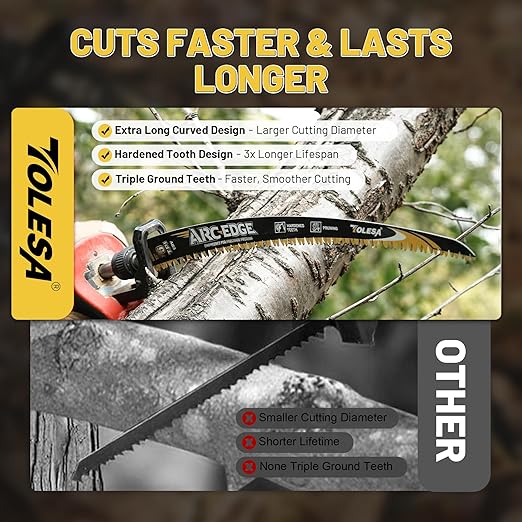 TOLESA 12&15in. Japanese Teeth Reciprocating Saw Blade, Arc Edge Wood Pruning Saw Blades 6TPI for Tree Trimming, Wood Cutting, Durable & Sharp, 4-Pack