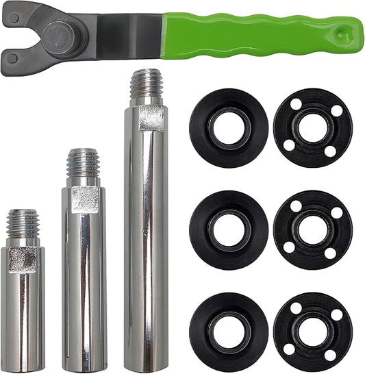 5/8"-11 Angle Grinder Extension Shaft Connecting Rod with Grinder Adjustable Spanner Wrench Flange Nut kit Car Polisher Airway Buff Extender Rotary Extension Kit (3" & 4" & 5.5")