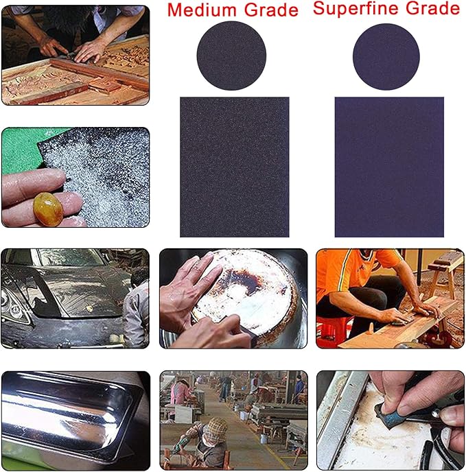 BokWin 16Pcs Sanding Sponge 100 Grit/ 220 Grit Sanding Blocks, Washable and Reusable Sand Sponge Kit (Medium Grade, Superfine Grade竊?Pcs 240-320 Grade, 8Pcs 800-1000 Grade)