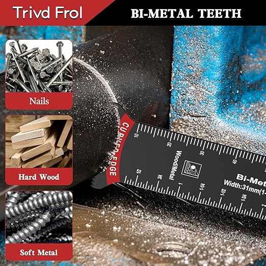 10 PCS Extra Long Oscillating Saw Blades, Curved Edge Bi-Metal and Japanese Teeth Multitool Blades Precise Cut for Wood Plastic Nails Metal, Multi Tool Blades Kits Fit Dewalt Milwaukee Bosch 70MM