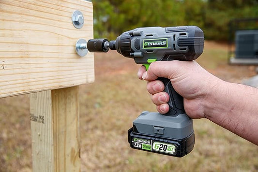 Genesis G20MAX 20V Cordless 1/4" Impact Driver with Battery and Charger 2.0Ah, 1600 in-lbs (GLID20B)