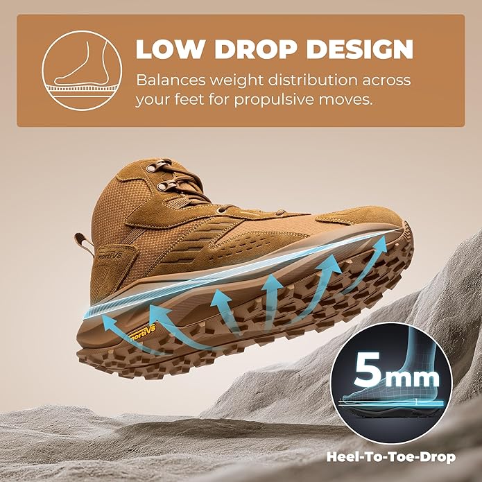 NORTIV 8 Men's Wide Toe Box Hiking Boots Low Drop Waterproof Outdoor Trekking Camping Winter Snow Shoes Katahdin