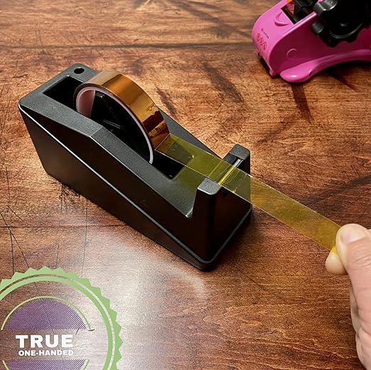 echomerx Large Tape Dispenser Heavy Duty - Best One-Handed for Painters & Masking Tape, Heat Tape Kapton & More, Weighted Desk Holder, 1 & 3 inch Core, Big Black, Commercial Grade, Sublimation & Craft