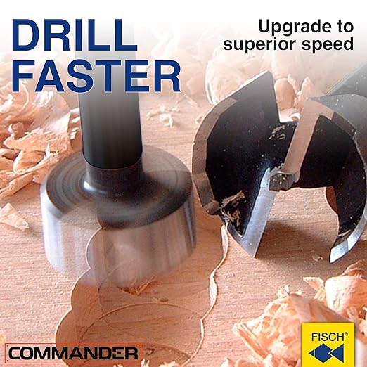 Fisch Black Shark Forged Steel Forstner Drill Bit for Woodworking, Precision Wave Design, Clean Cuts in Hardwoods, MDF, and Plywood, FSA-367543, Made in Austria (1/2 inch)