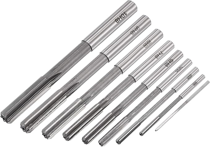 uxcell Chucking Reamer Set Lathe Machine Reamer Straight Flute Milling Cutter High Speed Steel H8 Tolerance (2mm 3mm 4mm 5mm 6mm 7mm 8mm 9mm 10mm) 9pcs