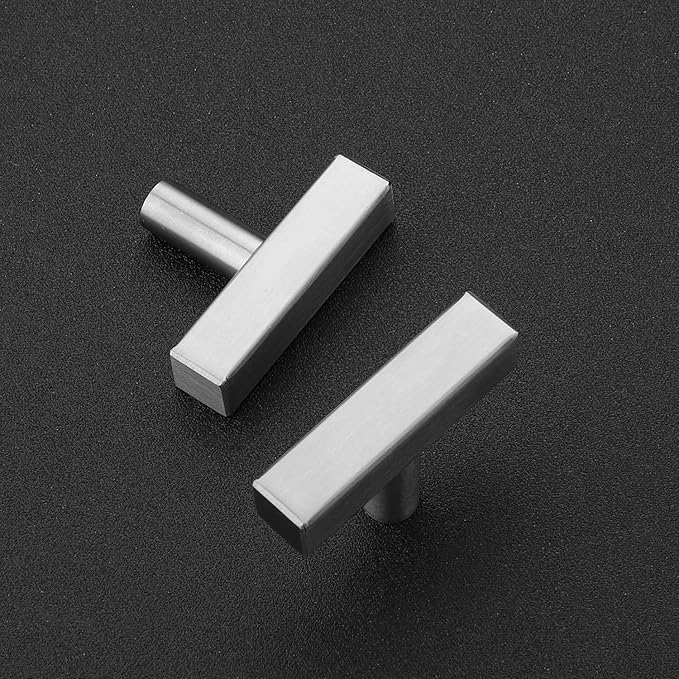 Ravinte 10 Pack Cabinet Knobs Brushed Nickel Cabinet Pulls 2 Inch Silver Cabinet Handles Single Hole Square T Knobs for Kitchen Cabinet Handles Satin Nickel Drawer Knobs Handles with Mounting Template