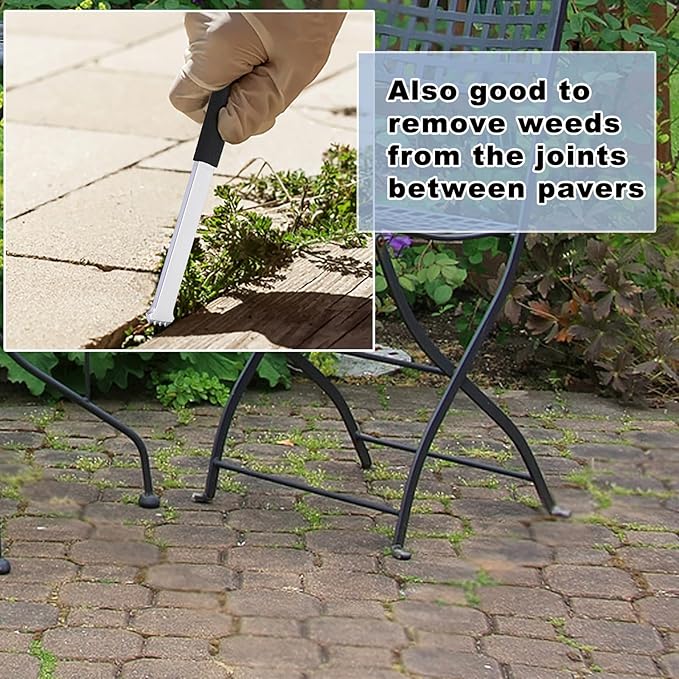 JUXYES 2 Pack Paver Removal Tool Set, Hard Steel Paver Puller Tool with Joint Scraper Micro Teeth, Paver Extractor Tool for Garden Lawn Yard Patio Paver Brick Block Replacement