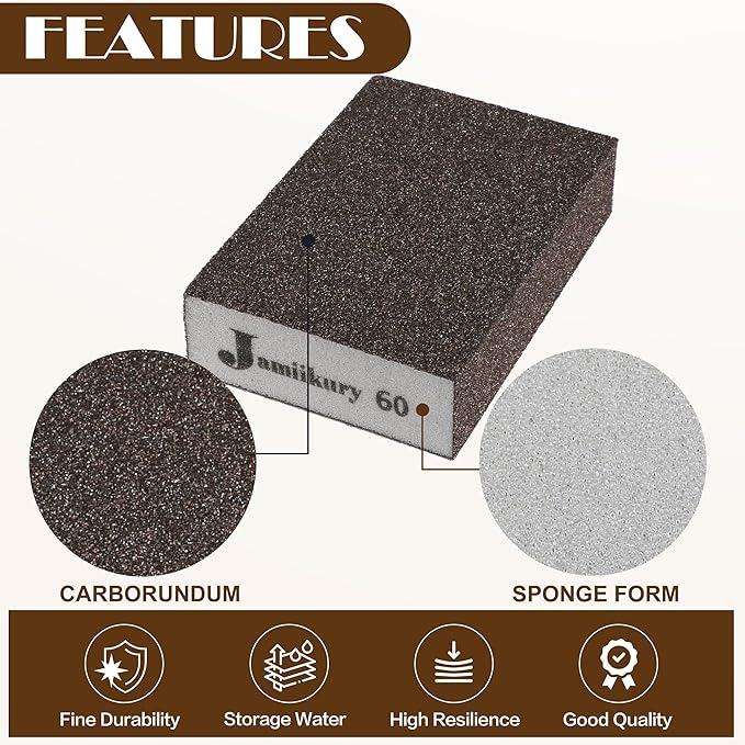 8pcs Sanding Blocks Assortment Kit, Sponge Sand Block Washable and Reusable, Wet & Dry Sandpaper Block - 36/60/80/150 Grit x 1pcs, 120/220 Grit x 2pcs