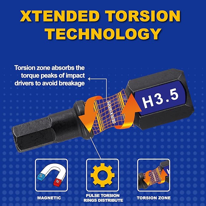 22 Pieces 1 In./2In Multi Hex Head Impact Tough Magnetic Allen Wrench Drill Bits Set, Metric Power Bits Set, S2 Steel Hex Screwdriver Bit set with 3???쒮xtension Bit Holder