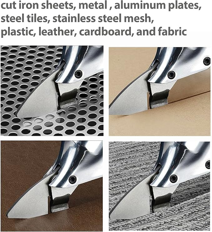 Electric Metal Scissors, Cordless Metal Sheet Shears, 180N.m Torque Metal Cutter with 2pcs 3000mAh Batteries 360 Degree Pivoting Head for Cutting Steel, Aluminium, Plastic, Fabric
