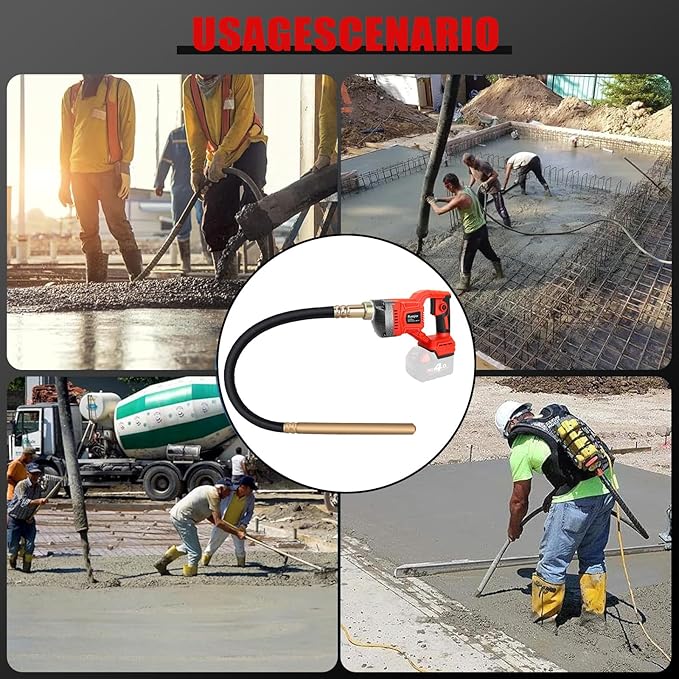 Handheld Concrete Vibrating Tool Compatible with Milwaukee 18V Battery, 600W Cordless Concrete vibrator with 3.8FT Shaft Rod 5,500VPM Portable Pencil Cement Vibrarator Remove Air Bubble(No Battery)