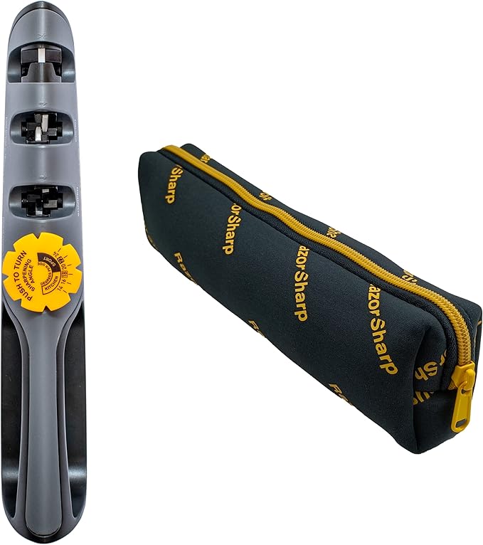 RazorSharp??Knife Sharpener With Adjustable Angle Guide ??Diamond-Coated Ceramic Sharpening Stones for All Knives Including Precision Kitchen, Professional, Chef's Knives ??Non-Slip Rubber Edge Grip