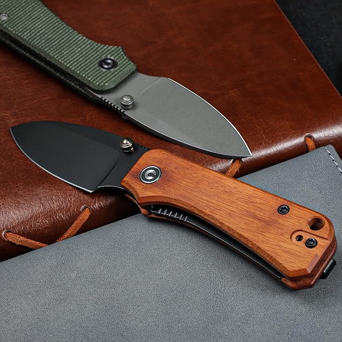 CIVIVI Baby Banter Pocket Knife for EDC, Ben Petersen Folding Knife with 2.34 in Nitro V Steel Blade Cuibourtia Wood Handle, Titanium Thumb Stud Opener C19068SB-2(Wood)