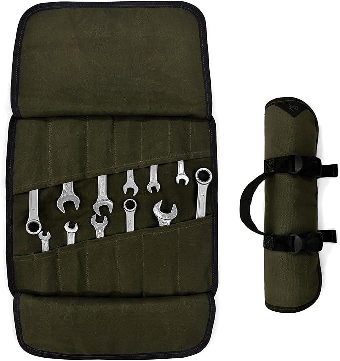 Under NY Sky Tool Roll Organizer, Heavy-Duty Wrench Bag, Portable Hand Tool Pouch for Mechanics, Electricians, and Hand Tools
