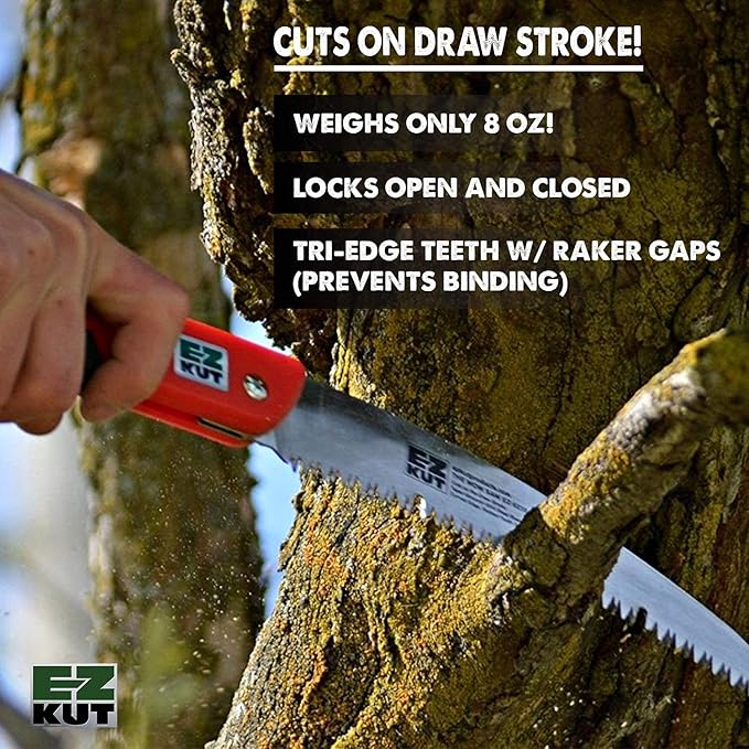 EZ KUT WOW Folding Saw 10????Heavy-Duty Hand Saw for Tree Trimming, Pruning & Wood Cutting ??Compact Foldable Design for Camping, Hunting & Survival ??Razor Sharp SK4 Steel Blade