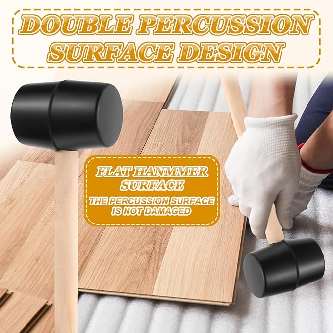 12 Pieces Small Rubber Mallet Bulk, 7 Oz Double Faced Heavy Duty Rubber Head Small Mallets with Wood Handle for DIY Crafts, Flooring, Tent Stakes, Woodworking and Camping