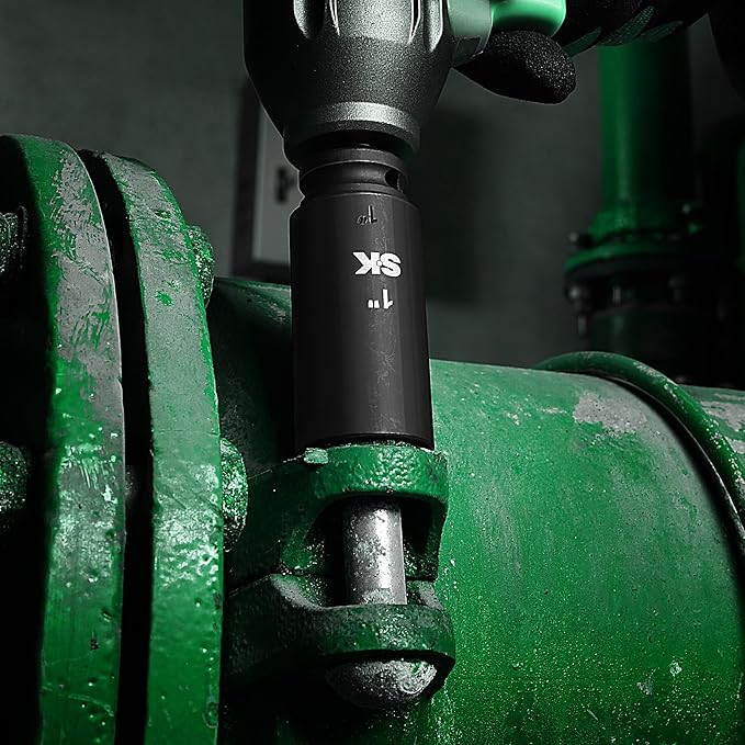 SK 1/2" Drive Impact Socket Set, Deep SAE Sockets, 13-Piece 7/16" to 1-1/4", Premium CR-MO Steel, SureGrip 6 Point Design, With Storage Case
