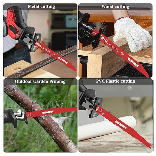 Bi-Metal Reciprocating Saw Blades 9 Inch 6/12 TPI, Durable Wood for Pruning, Auto Dismantling, and Woodworking, Premium Carbide Tipped Sawzall Blades, 25 Pack