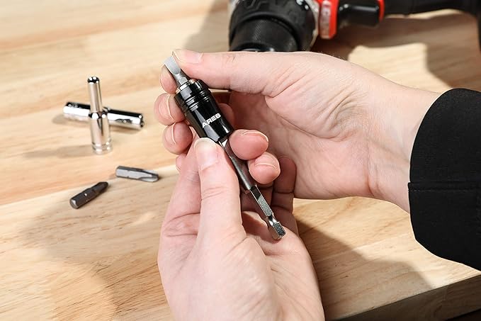 ARES 70034 2-in-1 Socket Bit Holder - Holds 1/4-Inch Drive Sockets and Bits - Quick Change Mechanism - Easy Switching Between Bits and Sockets