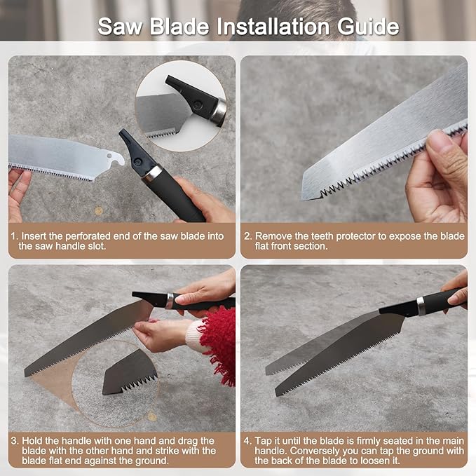 Japanese Pull Saw, 10 Inch Hand Saw with Detachable Blade for Woodworking & Gardening (17TPI)