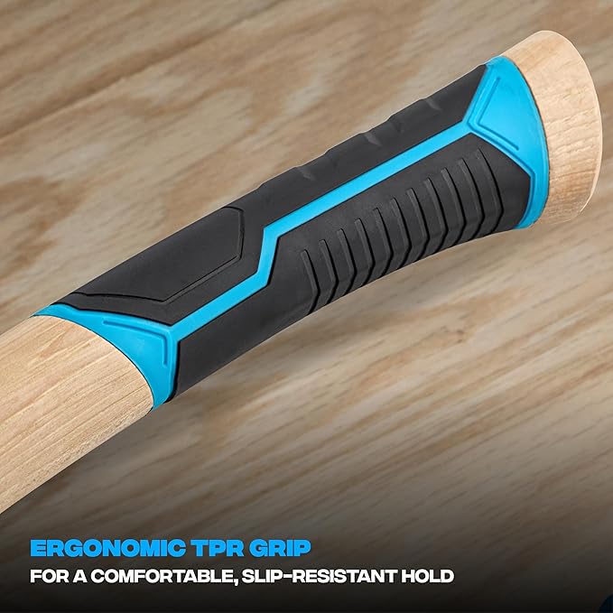 OX Tools Pro 20oz Curved Hickory Handle Hammer with TPR Rubber Hands Grip Hickory Framing Magnetic Nail Starter Curved Axe Handle Milled Face Craftsman Hammer Nail Puller Carpenter Tool OX-P087220