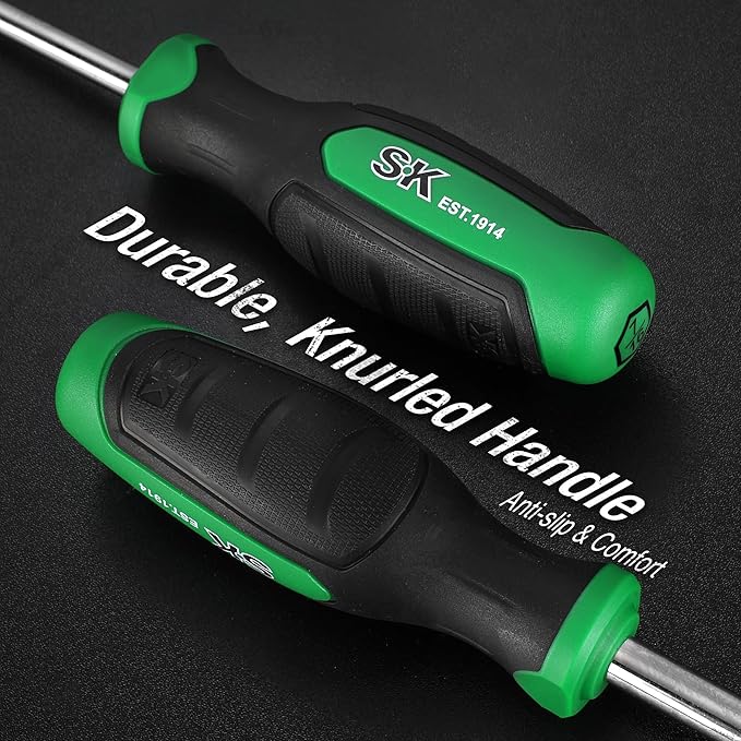 SK 7-Piece SAE Nut Driver Set, 3/16", 1/4", 5/16", 11/32", 3/8", 7/16", 1/2", Premium CR-V Construction, SureGrip Handle