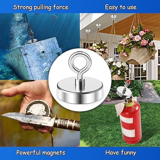Grtard Fishing Magnets 200 Lbs Pulling Force, Strong Rare Earth Magnet Fishing Magnet Only, Magnetic Fishing, Heavy Duty Security Large Tags Neodymium Magnets for River Fishing, Lifting (1.75")