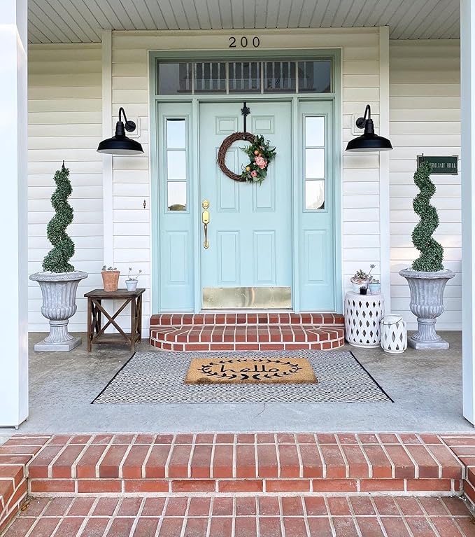 Steel Lighting Co. | Dusk to Dawn | Gardena Barn Light | Outdoor Wall Mounted | 16" Dome | 11" Straight Arm | Farmhouse Light Made in America | Cream/Brass